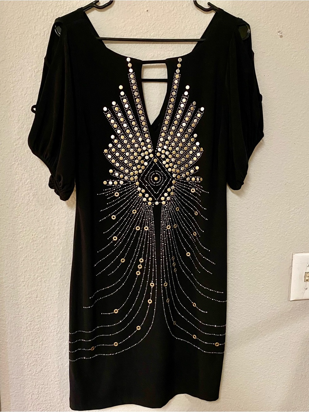 Bisou Bisou Black Dress with Stud Embellishment - Size 10 - Like New!
